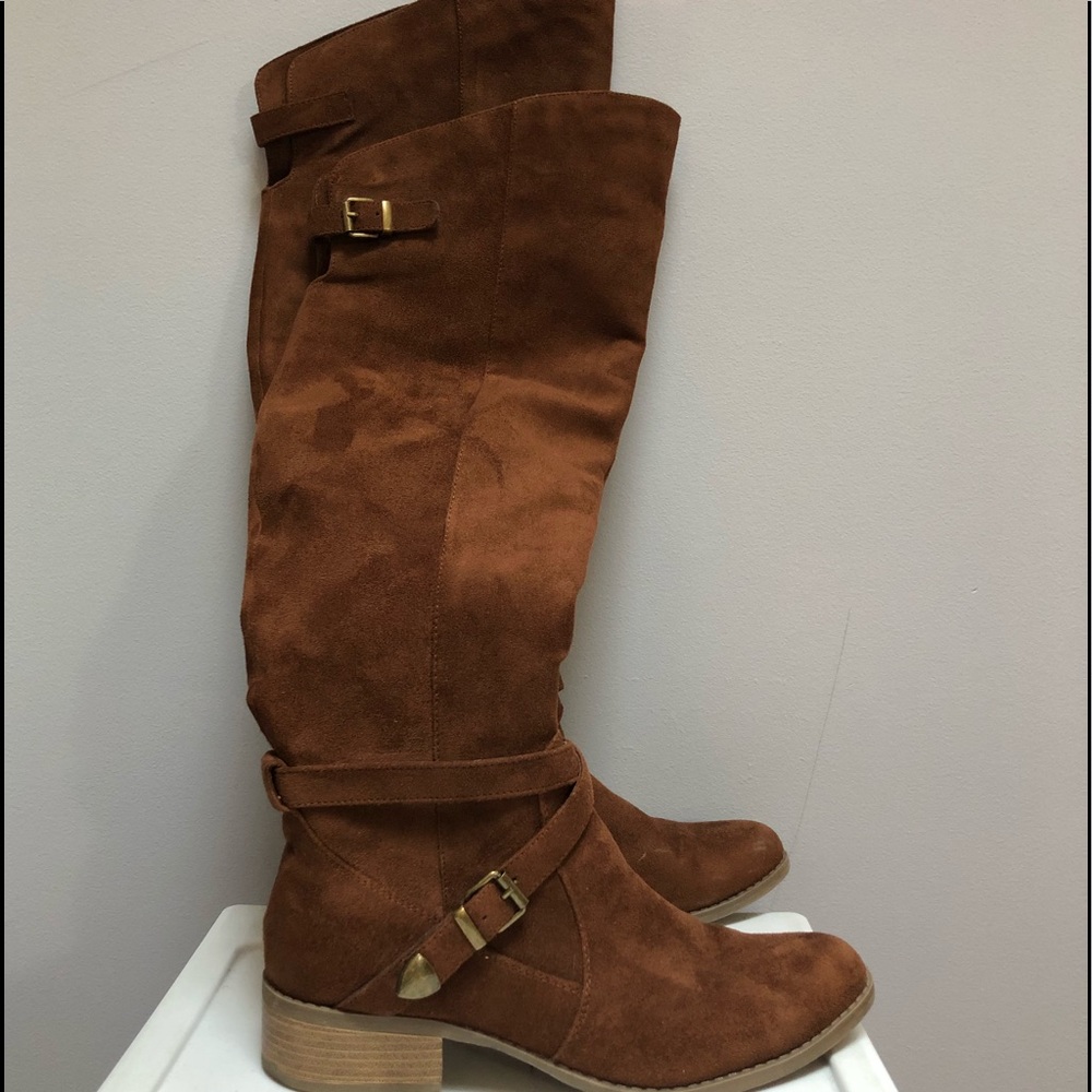 Brown Suede over the knee boots